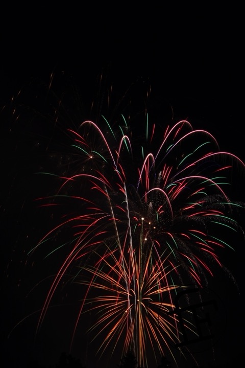 multiple fireworks taken in long exposure.